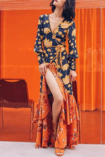Load image into Gallery viewer, New Gorgeous V Collar Floral Printed Split Joint Maxi Dress.MC