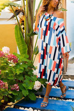Load image into Gallery viewer, New Casual Sexy Off The Shoulder Slim Colour Stripe Print Maxi Dress.WH