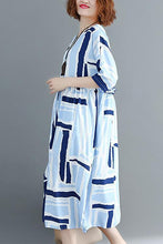 Load image into Gallery viewer, New Casual Printed Colour Pleated Round Neck Dress.MC