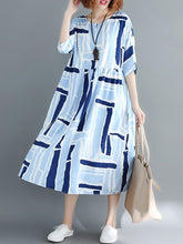 Load image into Gallery viewer, New Casual Printed Colour Pleated Round Neck Dress.MC