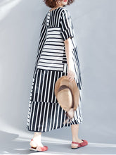 Load image into Gallery viewer, New Casual Round Neck Stripe Short Sleeve Dress.MC