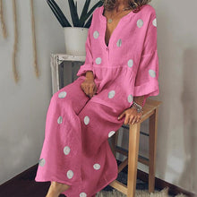 Load image into Gallery viewer, New V Neck Long Sleeve Pleated Polka Dress.MC