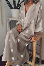 Load image into Gallery viewer, New V Neck Long Sleeve Pleated Polka Dress.MC