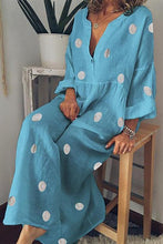 Load image into Gallery viewer, New V Neck Long Sleeve Pleated Polka Dress.MC