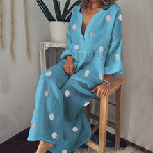 Load image into Gallery viewer, New V Neck Long Sleeve Pleated Polka Dress.MC