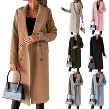 Load image into Gallery viewer, Long-sleeved Double-breasted Wool Coat