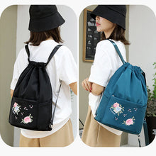 Load image into Gallery viewer, Folding Embroidered Drawstring Backpack