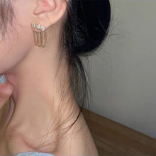 Load image into Gallery viewer, Simple Zircon Chain Tassel Earrings