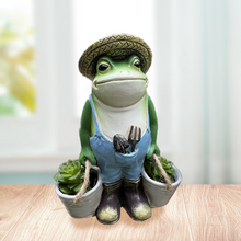 Load image into Gallery viewer, Cute Gardener Frog Statue