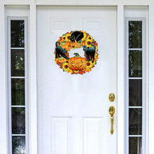Load image into Gallery viewer, Halloween funny pumpkin black cat wooden listing decoration