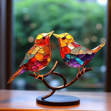 Load image into Gallery viewer, 🌈Stained Glass Birds on Branch Desktop Ornaments🕊️