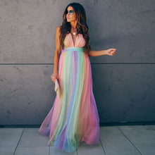 Load image into Gallery viewer, Rainbow Striped Suspender Dress