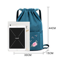 Load image into Gallery viewer, Folding Embroidered Drawstring Backpack