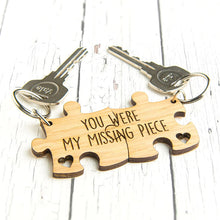 Load image into Gallery viewer, You Were My Missing Piece - Engraved Wooden Jigsaw Puzzle Keyring Set