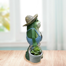 Load image into Gallery viewer, Cute Gardener Frog Statue