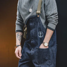 Load image into Gallery viewer, RETRO NAVY BLUE DENIM JUMPSUIT