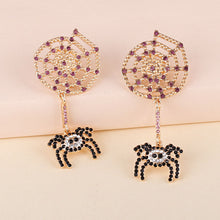 Load image into Gallery viewer, Halloween Spider Web Earrings