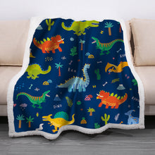 Load image into Gallery viewer, Dinosaur Theme Soft Fleece Blanket
