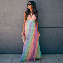 Load image into Gallery viewer, Rainbow Striped Suspender Dress