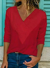 Load image into Gallery viewer, Solid Casual V-Neckline Long Sleeve Blouses TOPS.FL