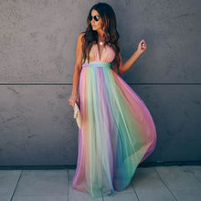 Load image into Gallery viewer, Rainbow Striped Suspender Dress
