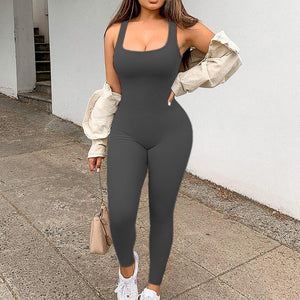 One Piece Tank Top Thigh Slimming Workout Jumpsuit