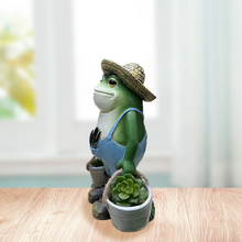 Load image into Gallery viewer, Cute Gardener Frog Statue