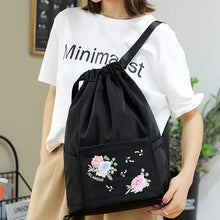 Load image into Gallery viewer, Folding Embroidered Drawstring Backpack
