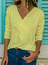 Load image into Gallery viewer, Solid Casual V-Neckline Long Sleeve Blouses TOPS.FL