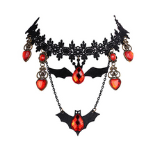 Load image into Gallery viewer, Halloween Gothic Jewelry Bat Earring and Necklace