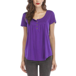 Casual Short Sleeve Button Top for Women