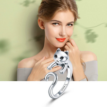 Load image into Gallery viewer, Naughty Silver Cat Ring