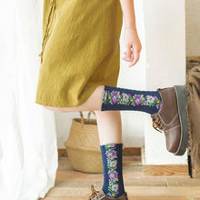 Load image into Gallery viewer, Idearock Vintage Embroidered Floral Socks (5 pairs)