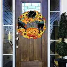 Load image into Gallery viewer, Halloween funny pumpkin black cat wooden listing decoration