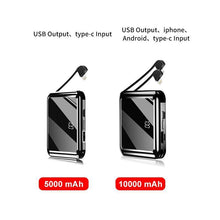 Load image into Gallery viewer, Mini Power Bank Portable Charger 10000mAh High Capacity with LCD mirror Display 