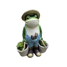 Load image into Gallery viewer, Cute Gardener Frog Statue