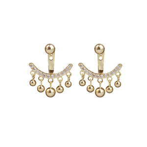 Beaded Rhinestone Tassel Earrings