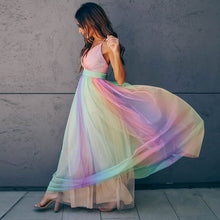 Load image into Gallery viewer, Rainbow Striped Suspender Dress