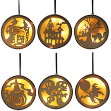 Load image into Gallery viewer, Halloween Round Wooden Hollow LED Light