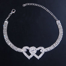 Load image into Gallery viewer, Fashion Rhinestone Double Heart Anklet