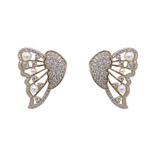 Load image into Gallery viewer, Butterfly Earrings With Pearls And Diamonds