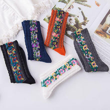 Load image into Gallery viewer, Idearock Vintage Embroidered Floral Socks (5 pairs)