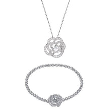 Load image into Gallery viewer, Rose Rhinestone Bracelet and Necklace