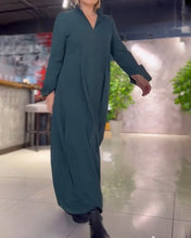 Load image into Gallery viewer, Long loose dress with side slit and lapel
