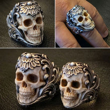 Load image into Gallery viewer, 💀💀Vintage polish floral armor antler skull ring