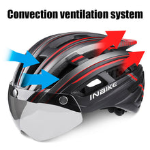 Load image into Gallery viewer, Bike Helmet with Goggles Visor and LED Back Light