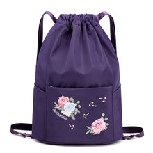 Load image into Gallery viewer, Folding Embroidered Drawstring Backpack