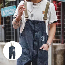 Load image into Gallery viewer, RETRO NAVY BLUE DENIM JUMPSUIT