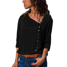 Load image into Gallery viewer, Women Skew Collar Solid Office Casual Blouse