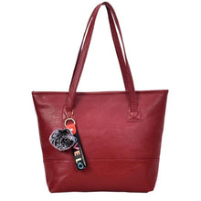 Load image into Gallery viewer, Women Leather Hairball Zipper Tote Solid Color Shoulder Bag